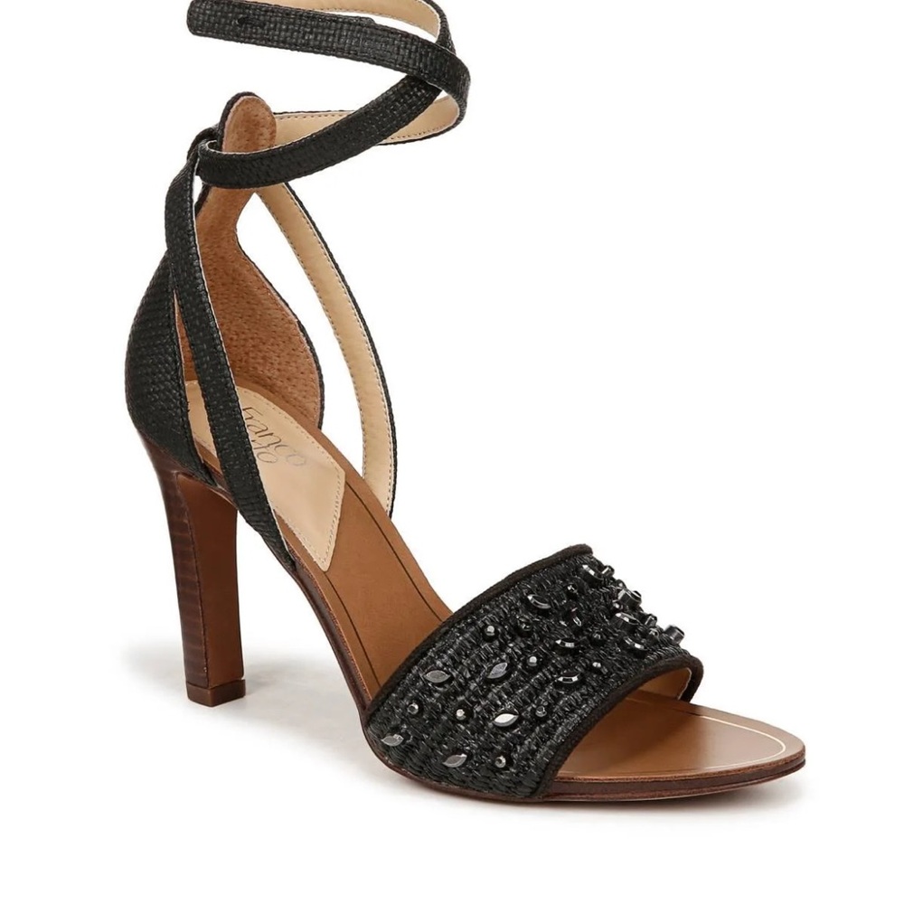 Franco Sarto Black Beaded Heels